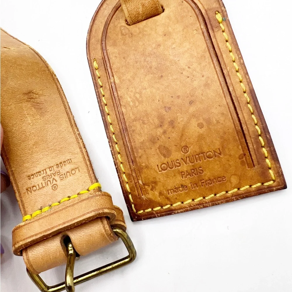 Louis Vuitton Poignet and Luggage Tag Set in Vachetta Leather Authentic